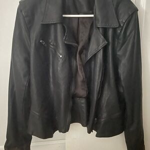 Blank NYC Women's Dark Leather Moto Jacket